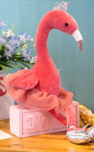 peluche flamant rose en tutu rose