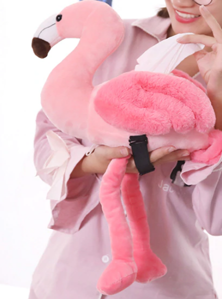 peluche flamant rose tissu