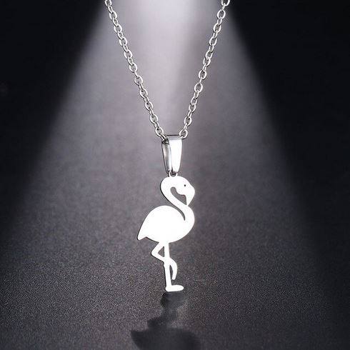 pendentif flamant rose plaque argent