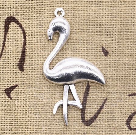 pendentif flamant rose argent vieilli