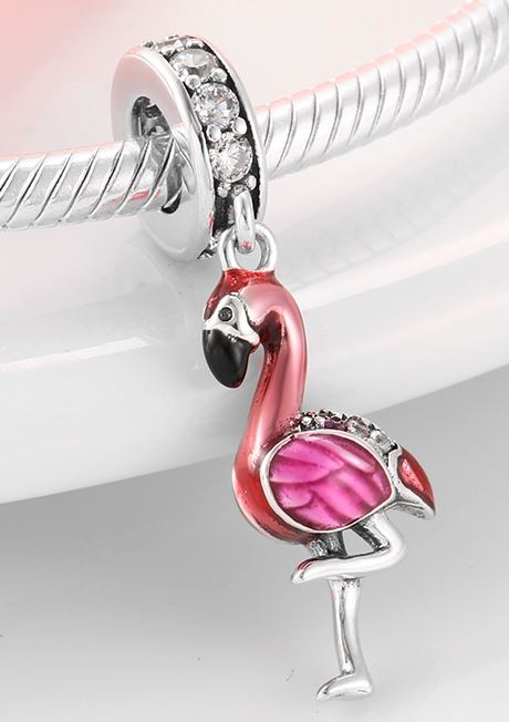 breloque flamant rose cristal