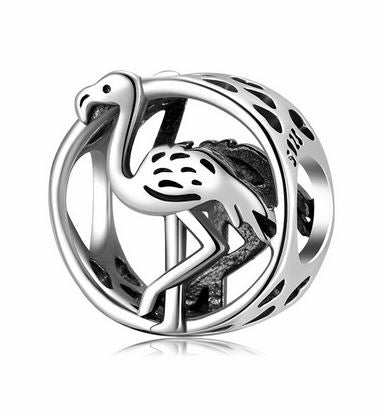 breloque pendentif flamant rose en argent
