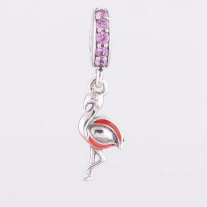 pendentif flamant rose argent et rouge
