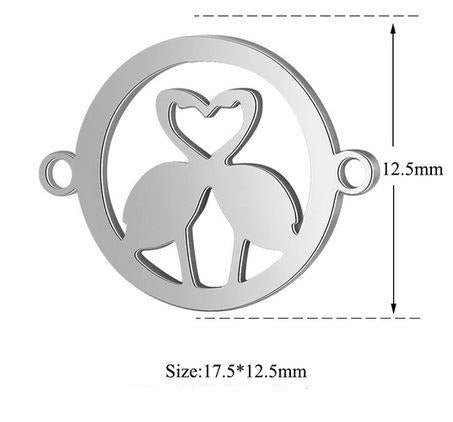 medaillon en argent flamant rose