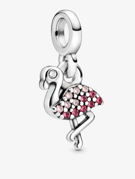 pendentif argent flamant rose