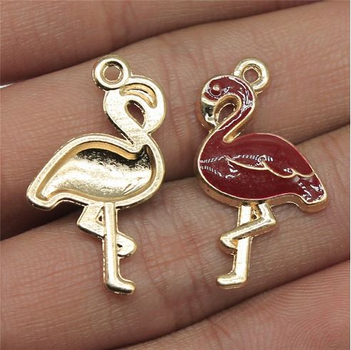 pendentif flamant rose or et rubis