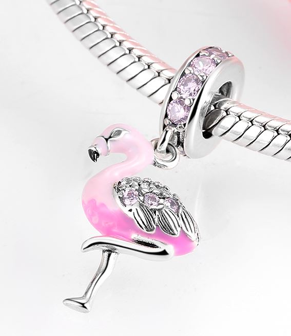 pendentif flamant rose cristaux