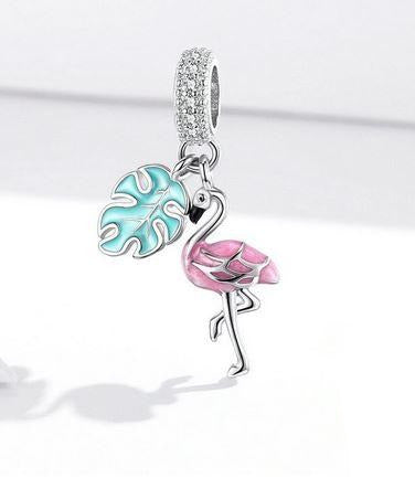 pendentif flamant rose zircon