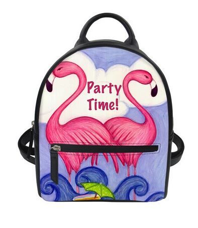 sac a dos petit flamant rose cuir
