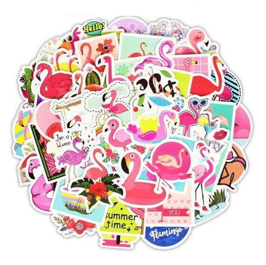 stickers flamant rose vacances ete bouees
