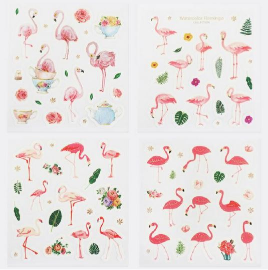 planches de stickers flamant rose