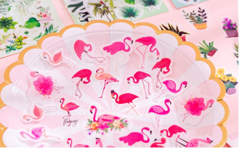 lot de stickers flamant rose