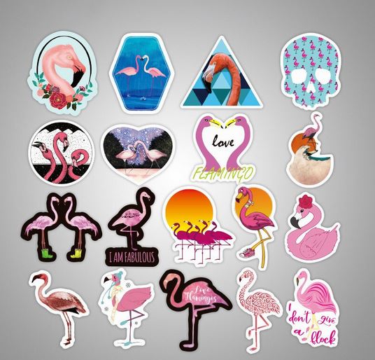 lot de stickers de flamant rose divers rock