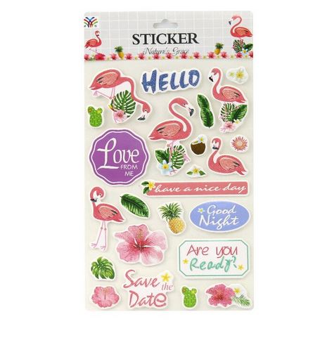stickers flamant rose sur l'amour