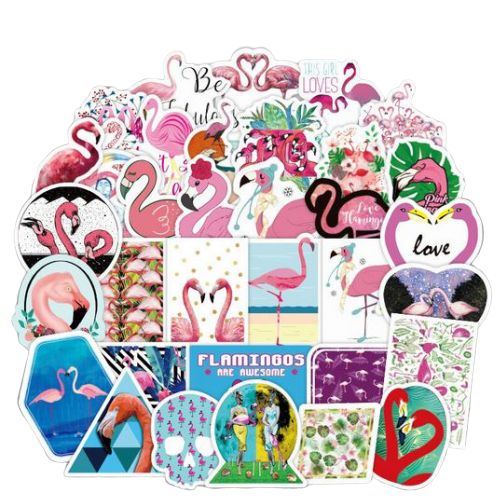 stickers flamant rose kawaii