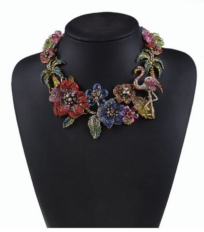 Plastron Flamant Rose Luxe zirconium
