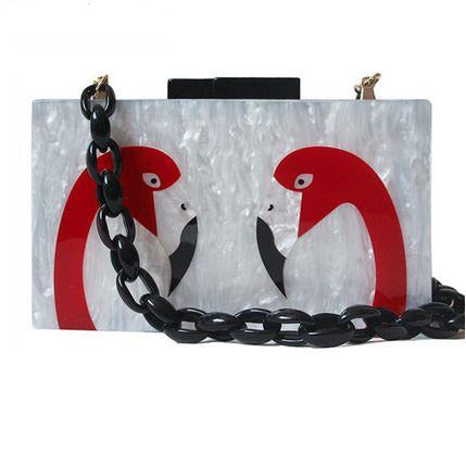 mini sac flamant rose chainette noire