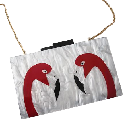 mini sac tendance flamant rose chainette or