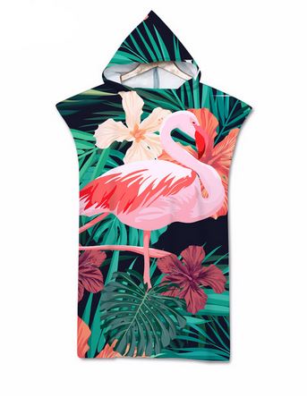 peignoir bain flamant rose