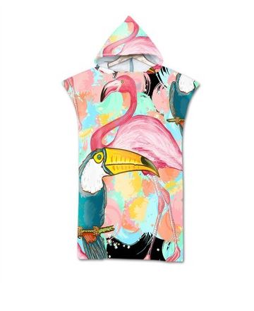 serviette a capuche flamant rose