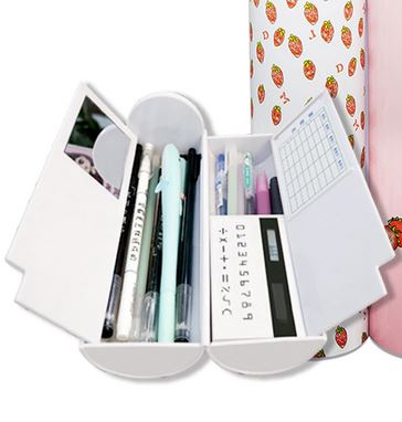 pot a crayon flamant rose rigide calculatrice miroir compartiment