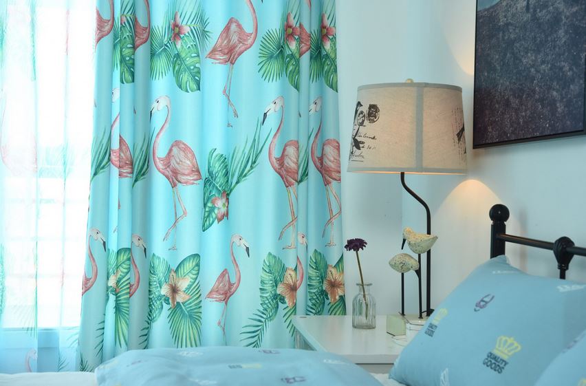 rideau pour chambre flamant rose