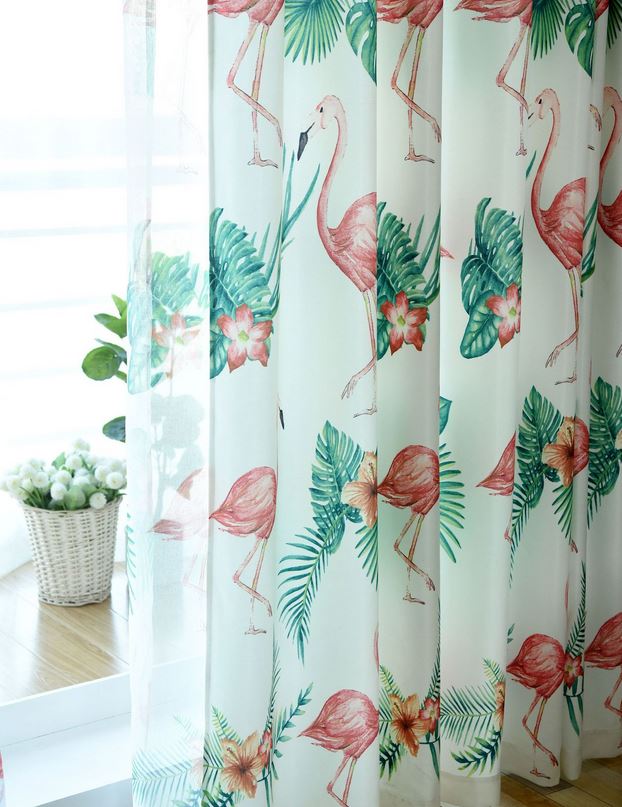 beaux rideaux voilages flamant rose
