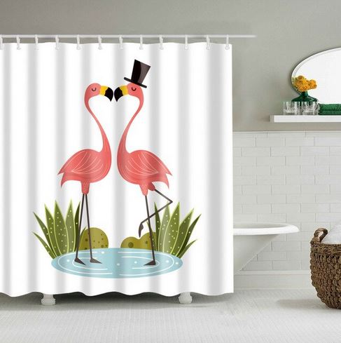 rideau de douche flamant rose humoristique