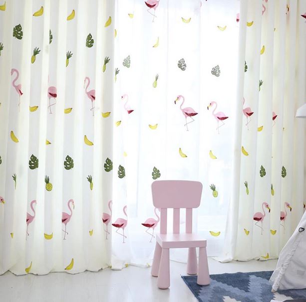 Rideaux Flamant Rose Jungle