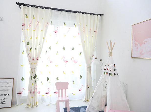 Rideaux Flamant Rose Jungle