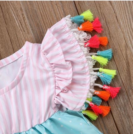 robe flamant rose avec pompons