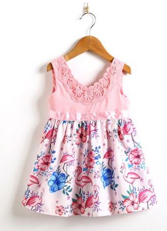 robe flamant rose motif floral