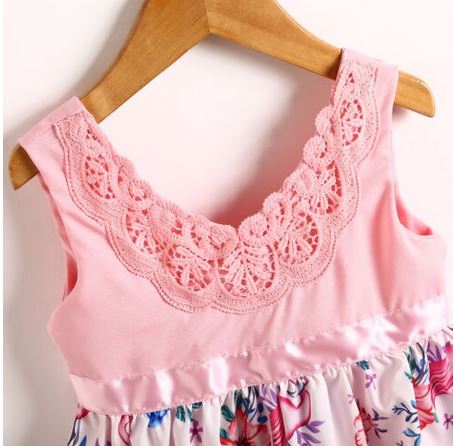 robe dentelle flamant rose fille