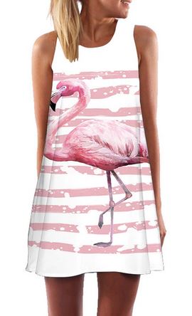 Robe Flamant Rose Femme sans manches Royaume Flamant Rose