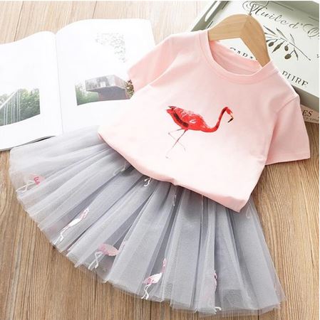 robe flamant rose en tulle pour fille