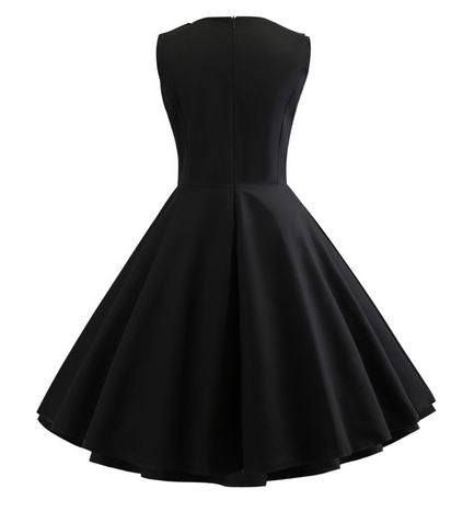 robe noire motif flamant rose