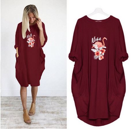 robe flamant rose boheme hippie chic