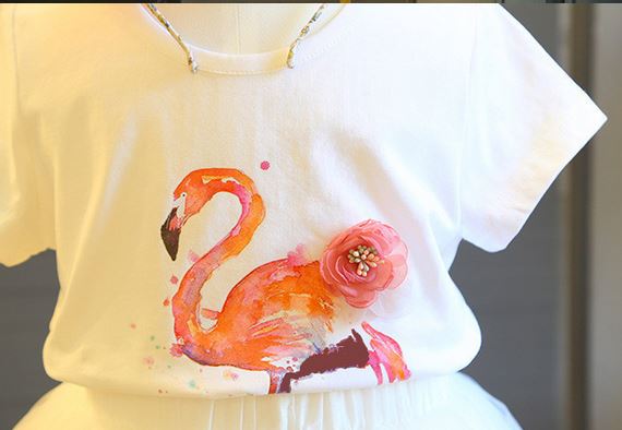 top fille imprime flamant rose
