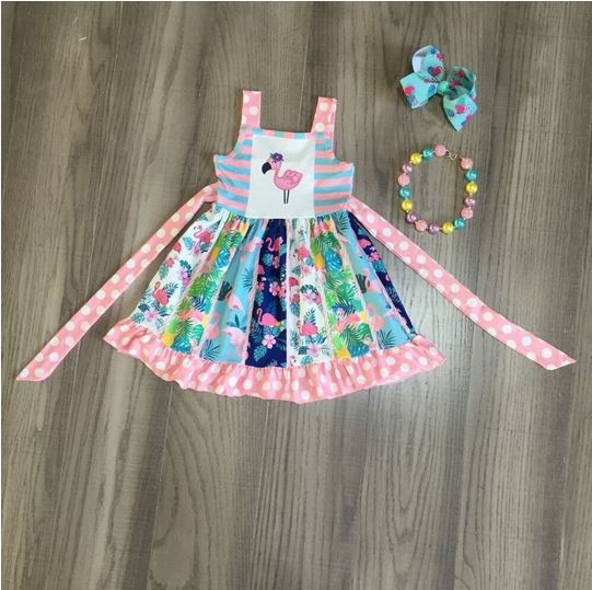 belle robe flamant rose fille