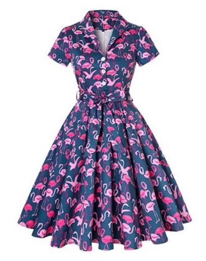 robe cintree flamant rose