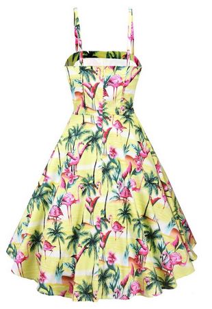 robe fine bretelle flamant rose