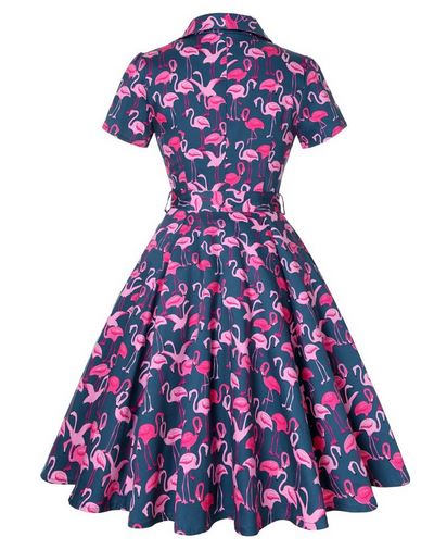 robe vintage flamant rose