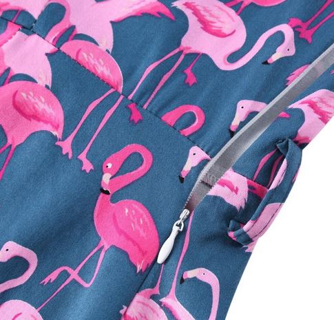robe flamant rose cintree zip