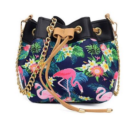 sac boule simili cuir chainette flamant rose