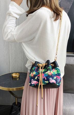 sac boule bandouliere flamant rose tropical