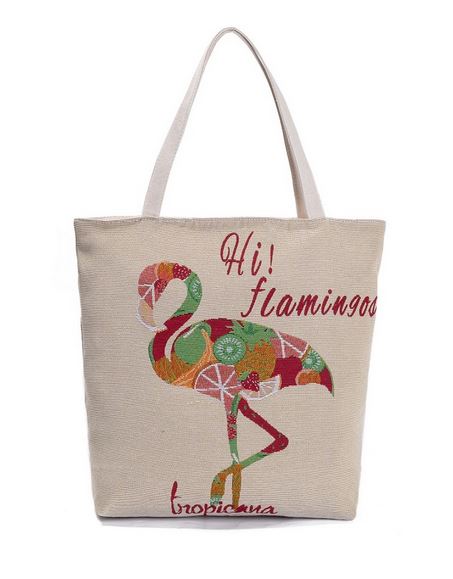 sac decor exotic toile flamant rose