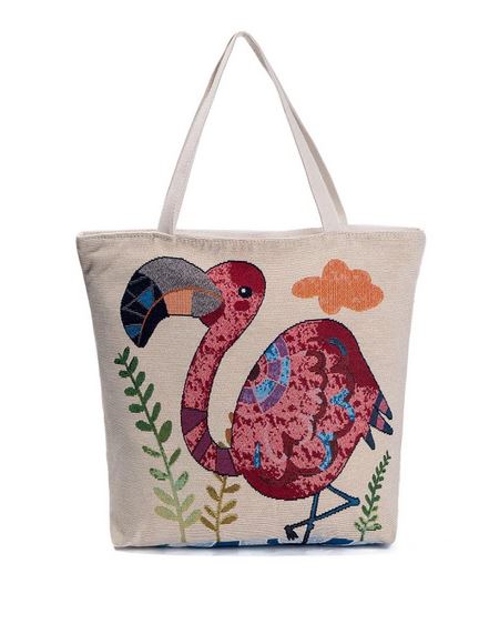 sac original toile flamant rose