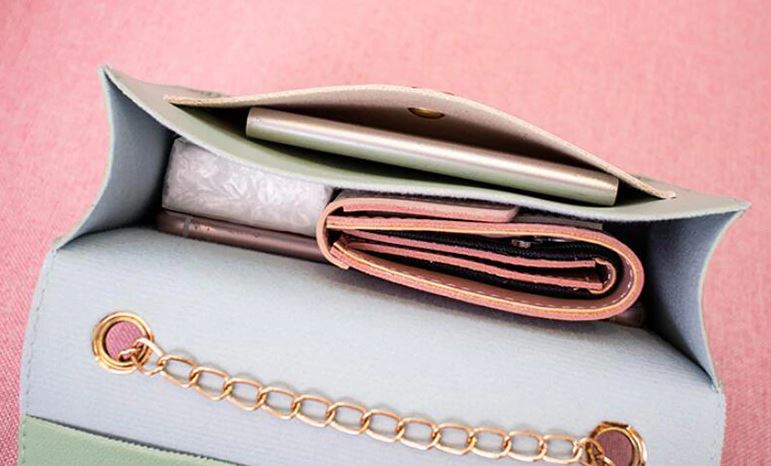 Sac Flamant Rose Cuir Vert d'Eau