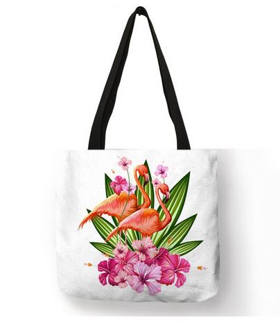 sac en toile cabas flamant rose coloré
