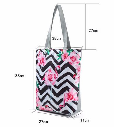 grand sac flamant rose imprimé rayure noir et blanc en toile